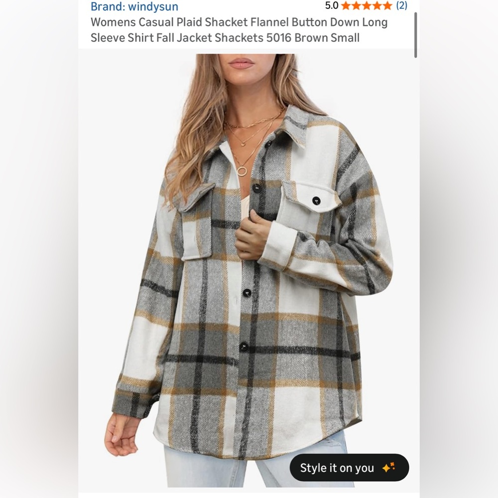 Plaid Women's Jacket in Gray and Brown